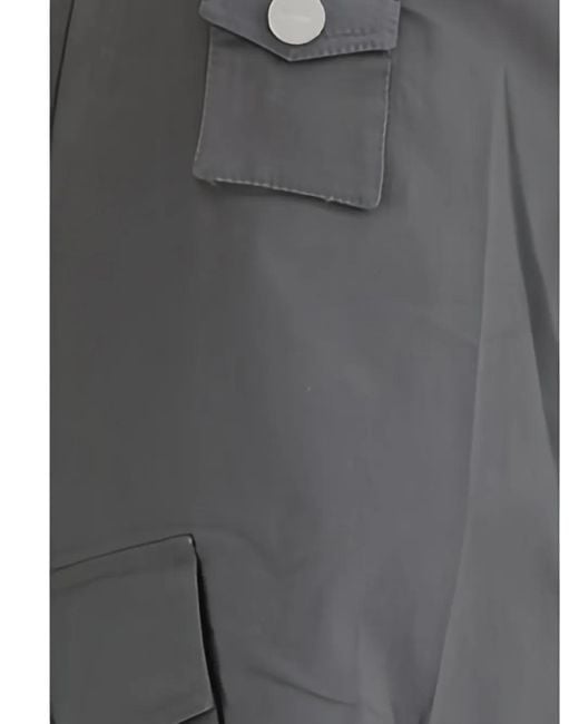 Ganni Gray Patch-Pocket Cargo Pants