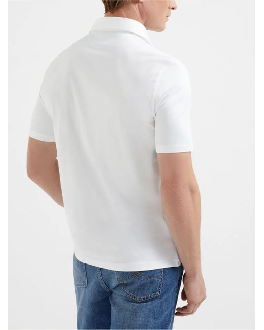 Brunello Cucinelli White Classic Polo T-Shirt for men