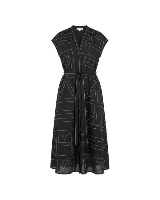 MEIMEIJ Black Robe Mi-Longue À Imprimé Géométrique