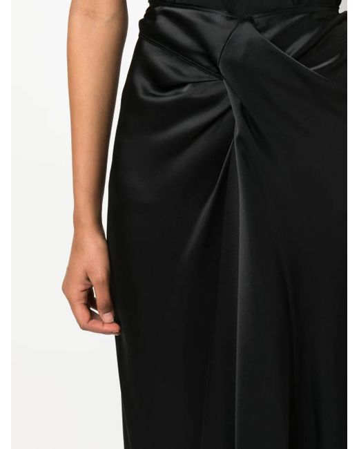 Stella McCartney Black Twist-Detail Draped Midi Skirt