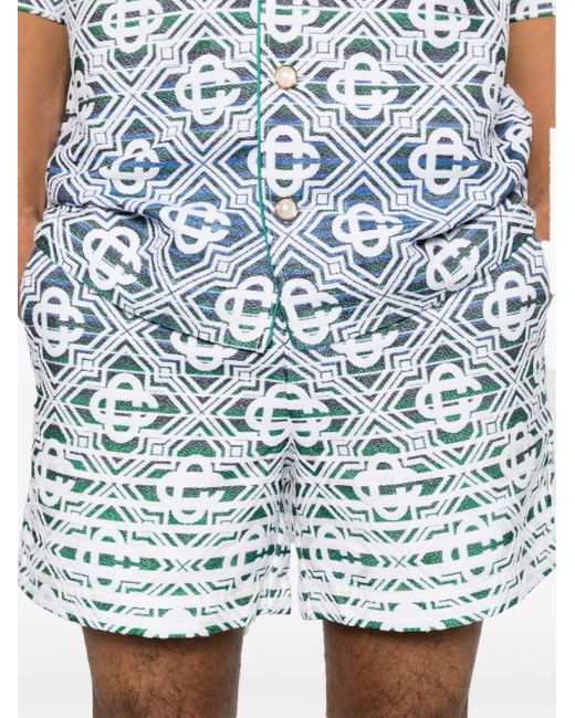 Casablanca Blue Monogram-Gradient Towelling Shorts for men