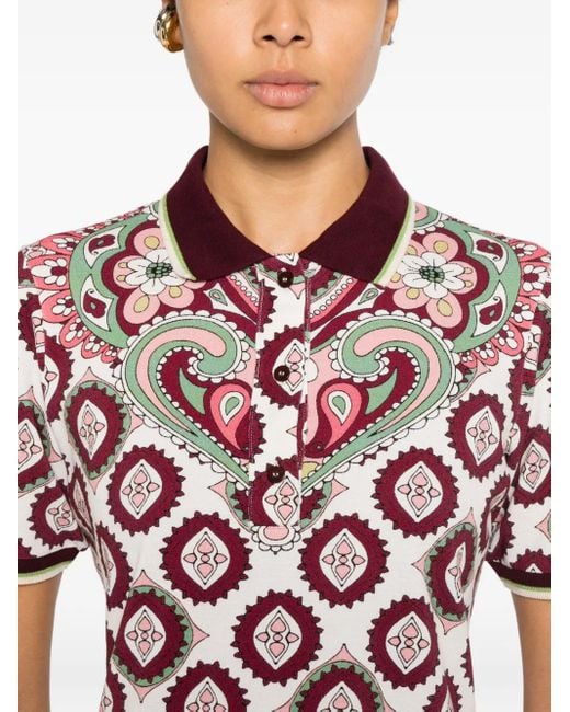 Etro Red Patterned Polo Top