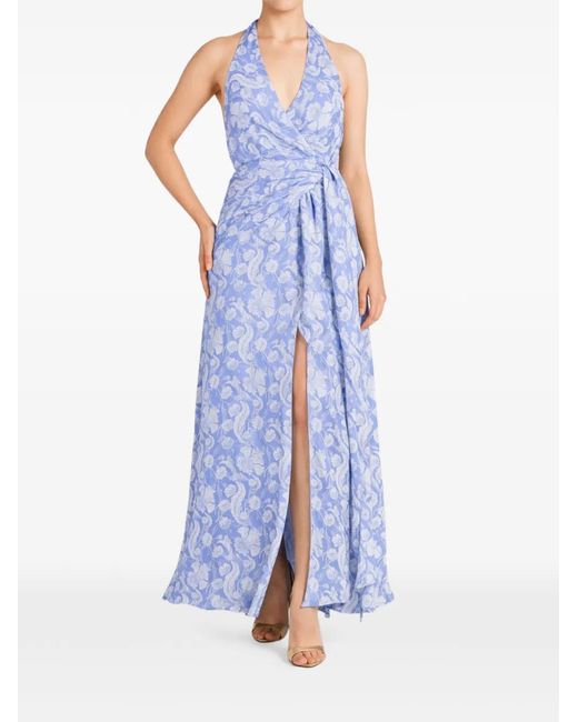 Temperley London Blue Floral Halter Dress