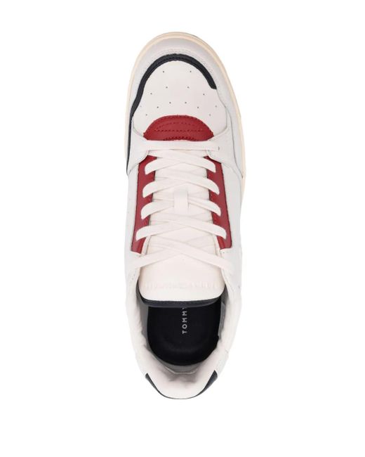 Tommy Hilfiger Pink Embossed-Monogram Low-Top Sneakers for men
