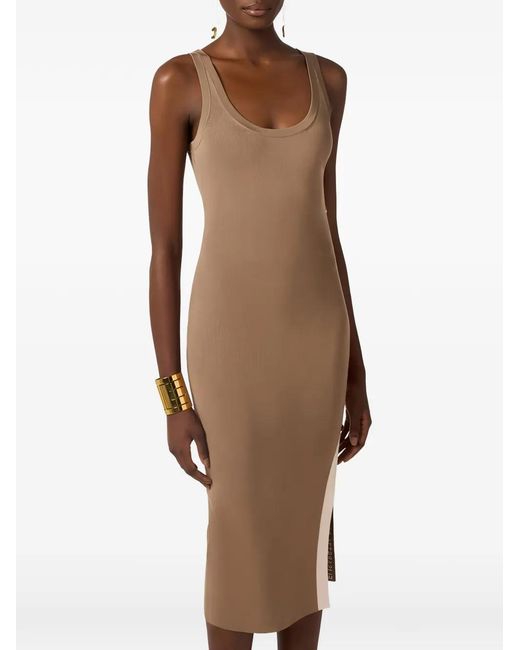 Elisabetta Franchi White Midi Knit Dress