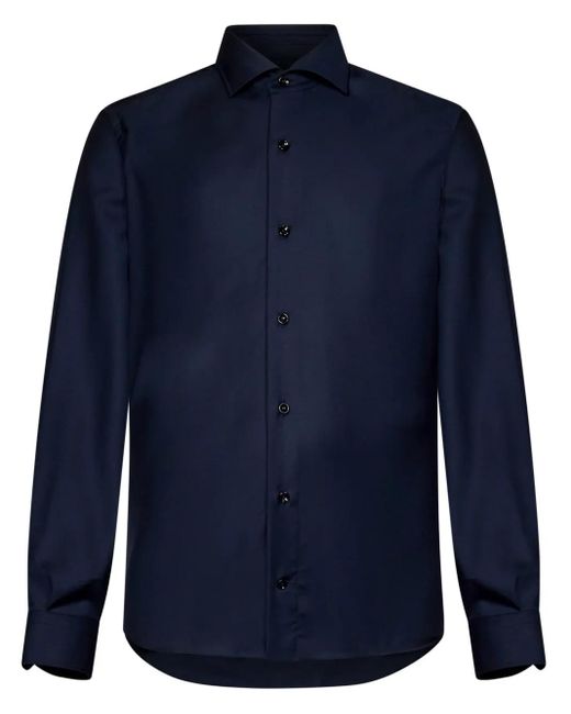 Franzese Collection Overhemd Van Scheerwol in het Blue voor heren