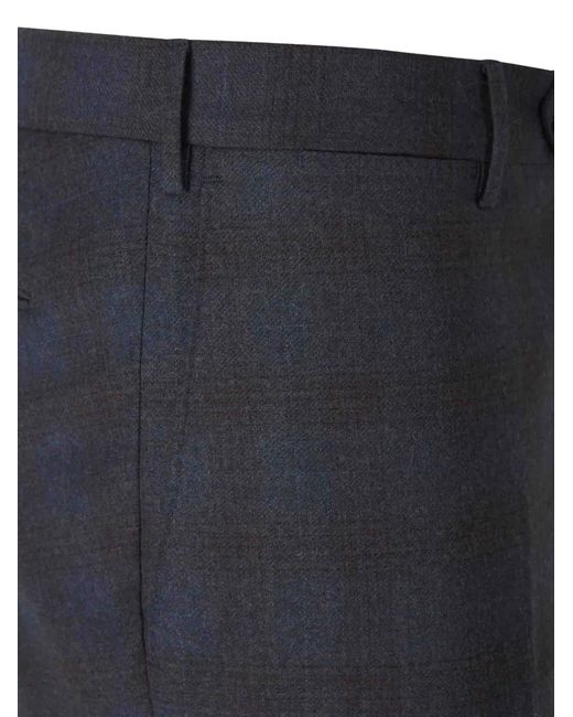 PT Torino Blue Checked Slim-Fit Trousers for men