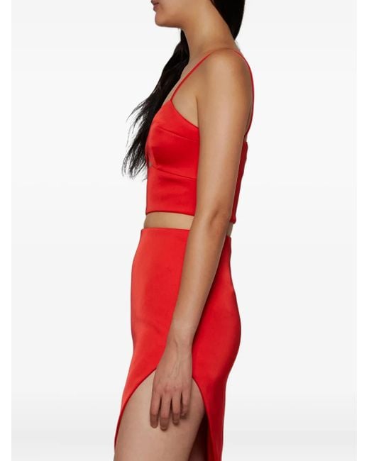 David Koma Red Cut-Out Spaghetti-Straps Top