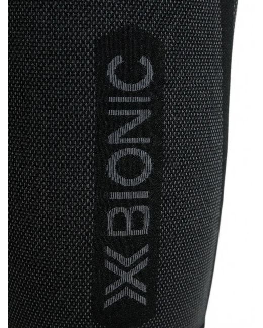 X Bionic Black Logo-Print Panelled Shorts for men