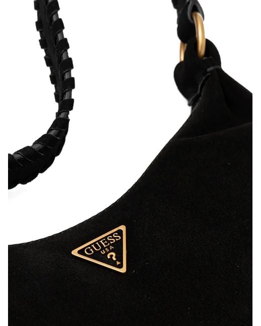 Guess Black Mini Amita Logo-Plaque Tote Bag