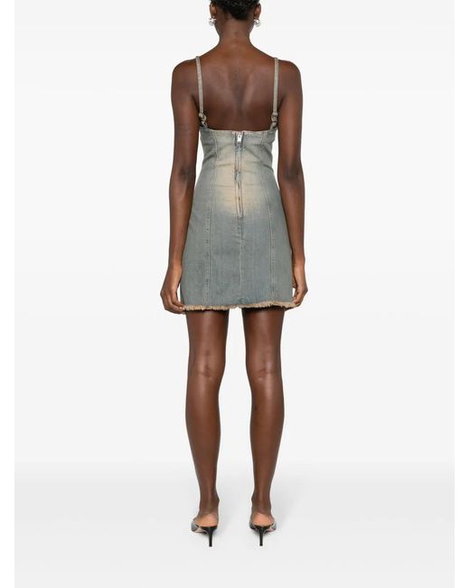 M I S B H V Gray Lara Lace-Up Denim Dress