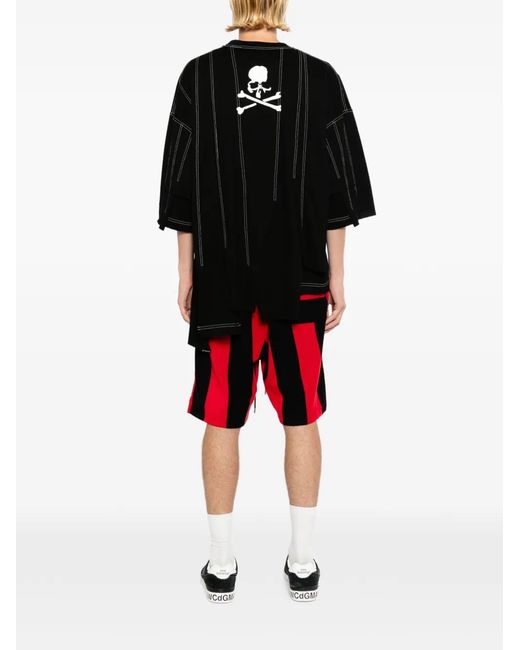 MASTERMIND WORLD Black Asymmetric Exposed-Seam T-Shirt for men