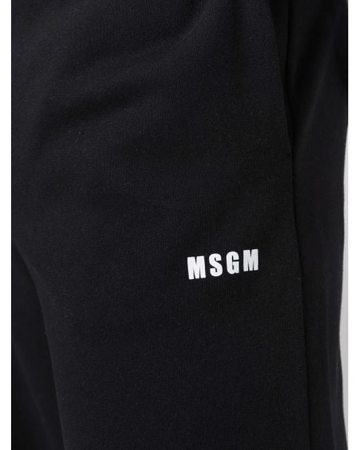 MSGM Black Logo-Print Track Pants for men