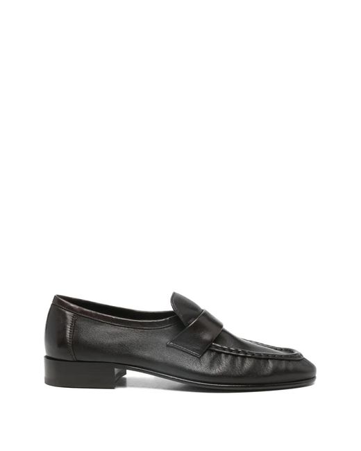 The Row Gray Leather Loafers