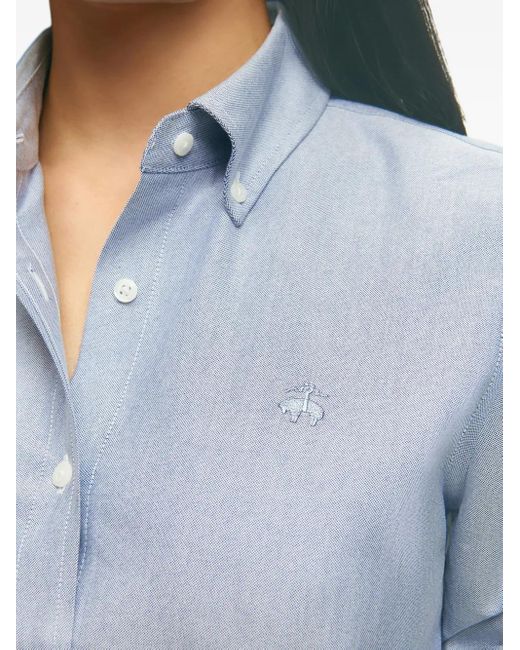 Brooks Brothers Purple Embroidered-Logo Oxford Shirt