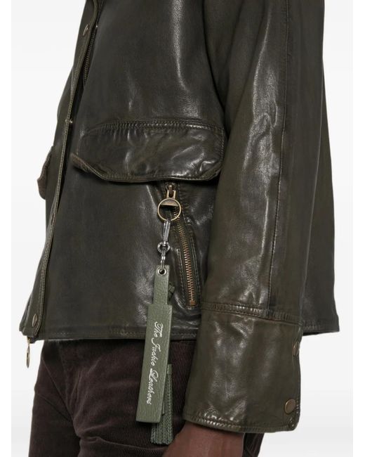 The Jackie Leathers Green Veste En Cuir À Fermeture Zippée