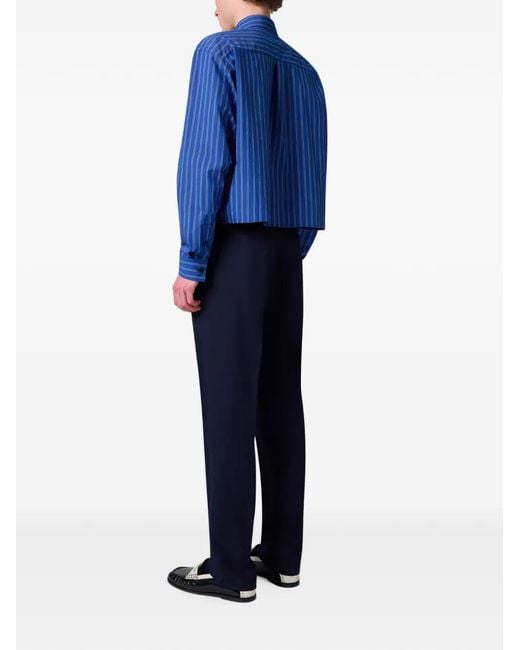 MSGM Blue Pleated-Detail Tailored Trousers for men
