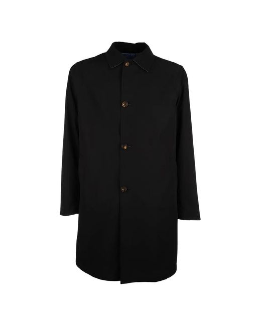 KIRED Black Button-Down Trench Coat for men