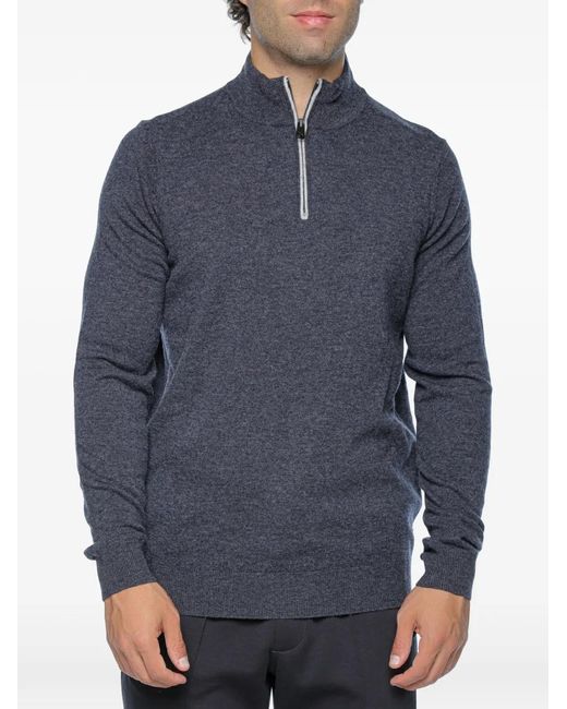 Ecoalf Blue Larch Quarter-Zip Sweater for men