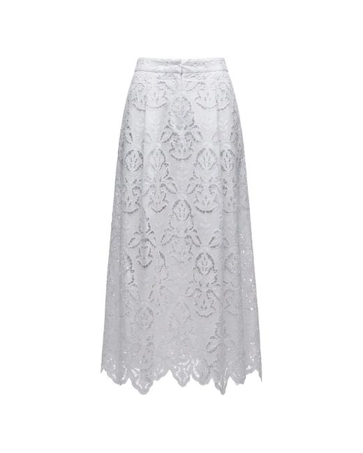 Toccin White Stacy Guipure-Lace Scalloped Skirt
