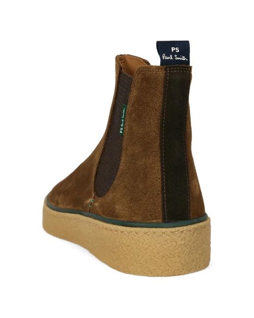 Paul Smith Brown Bash Elasticated-Panels Suede Boots for men