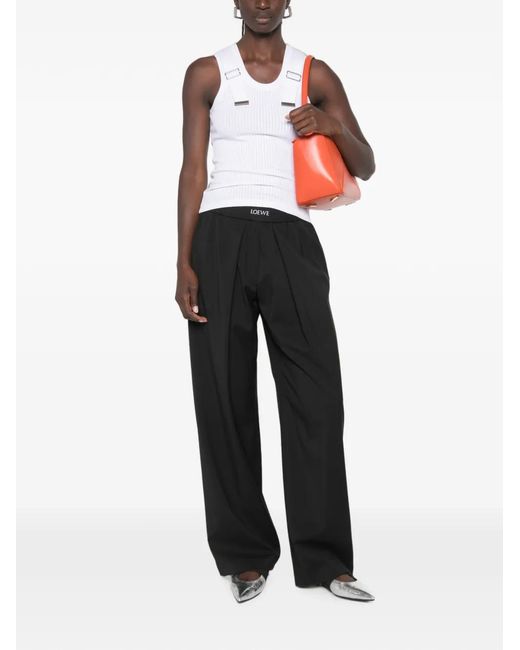 Loewe Black Logo-Patch Pleated Trousers