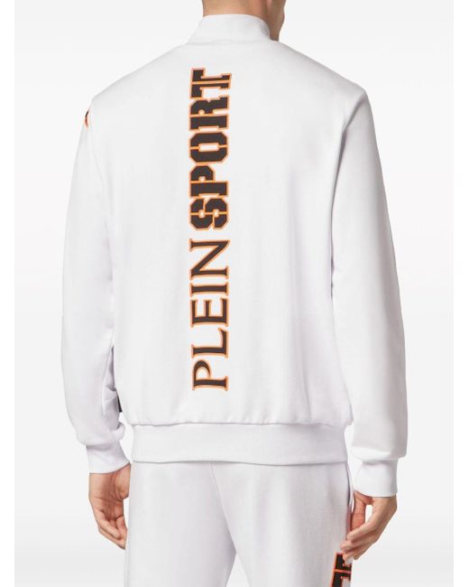 Veste zippée à patch logo Philipp Plein pour homme en coloris White