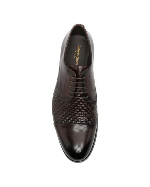 Alberto Gozzi White Woven-Panel Derby Shoes for men
