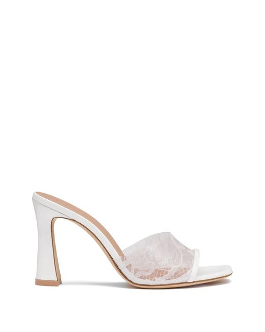 Malone Souliers White Roxanne Lace-Panel Sandals