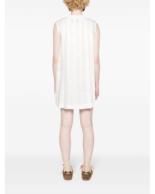 Sacai Maxi-jurk Met Geplooid Detail in het White