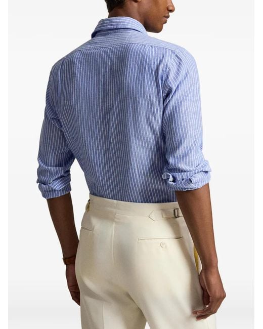 Polo Ralph Lauren Blue Striped Seersucker Shirt for men