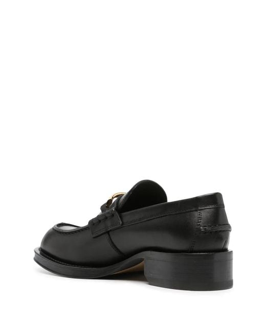 Lanvin Black Buckled Leather Loafers