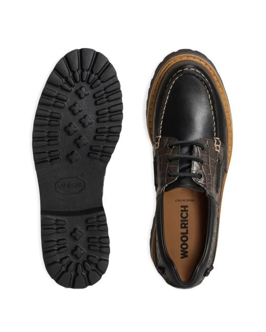Woolrich クロコパターン レザーシューズ Black