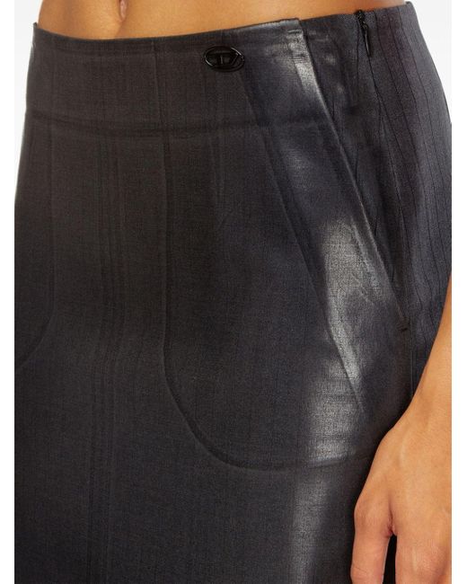 DIESEL Black O-rion Faux-leather Midi Skirt