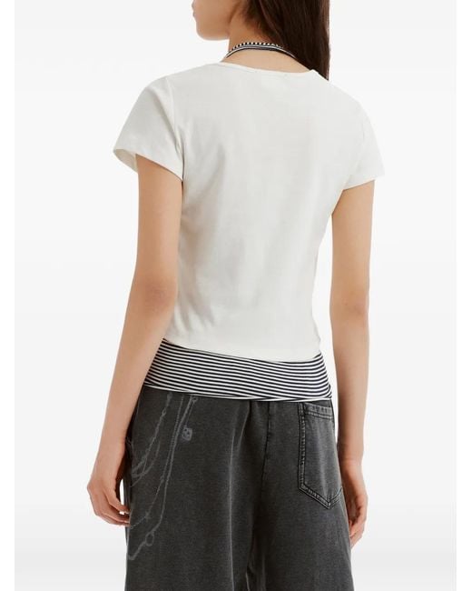 Mini Cream White Graphic-Print Layered T-Shirt
