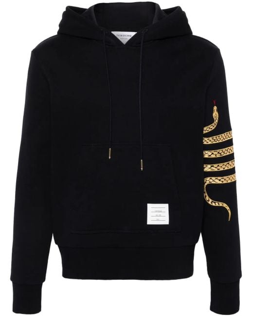 Thom Browne Blue Snake 4-Bar Roll-Neck Hoodie for men