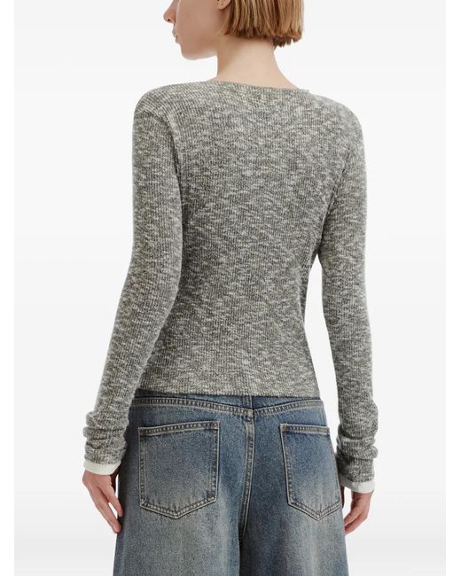 B+ AB Gray Ruched Marl-Knit Cardigan