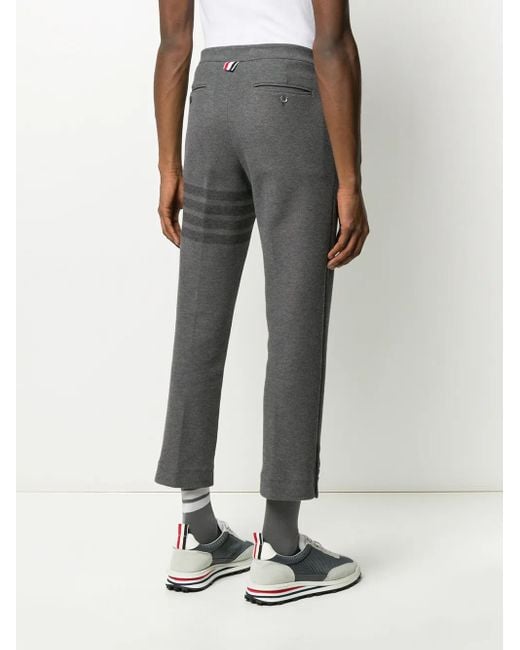 Thom Browne Gray 4-Bar Slim-Fit Tonal Trousers for men