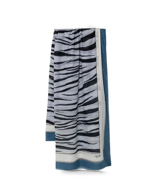 Liu Jo Gray Zebra-Print Scarf