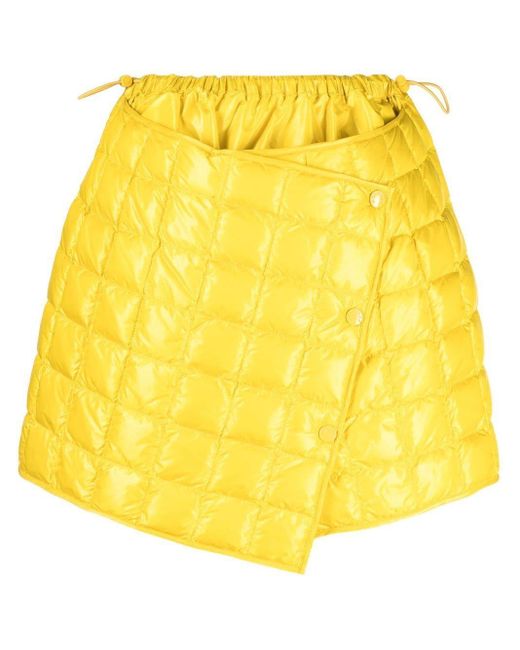 Yellow Quilted Finish Asymmetric Skirt Moncler