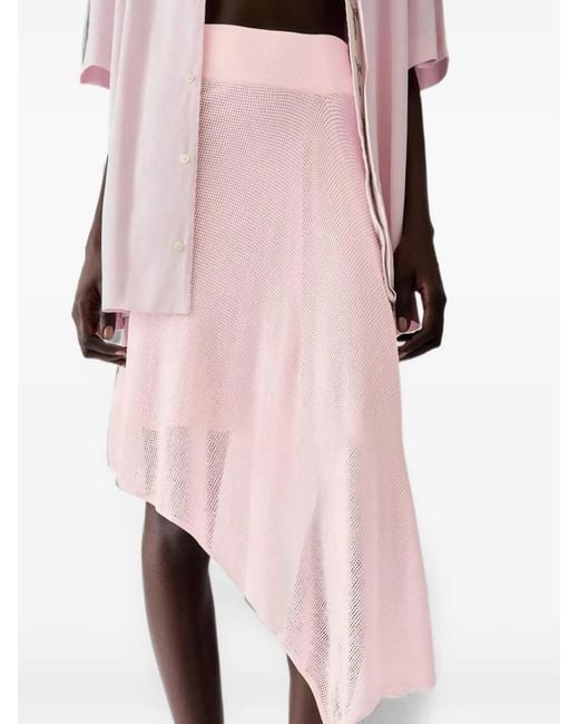 Jacquemus Pink La Jupe Voilier Asymmetric Draped Midi Skirt