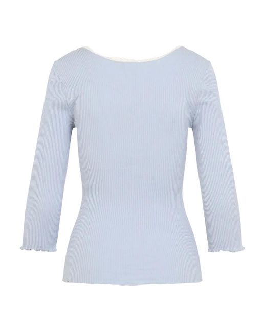 Chloé Blue Lace-Trimmed Button Top