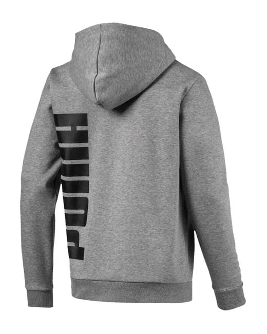 PUMA Gray Big Logo Fleece Zip-Up Hoodie for men