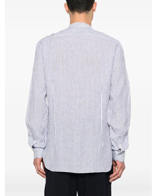 Barba Napoli White Striped Shirt for men