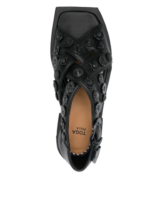 Toga Black Cross-Strap Sandals