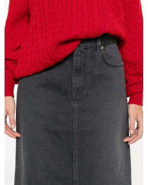 Miu Miu Gray Logo-Appliqué Denim Mini Skirt