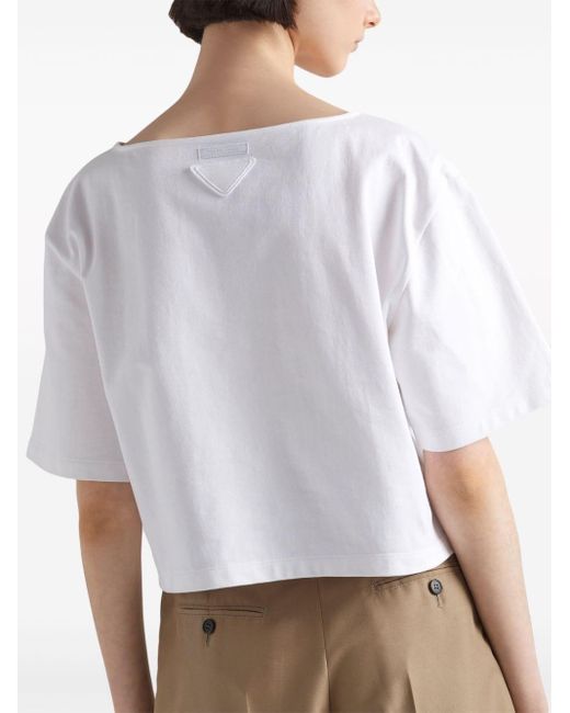 Prada T-shirt Met Logodetail in het White