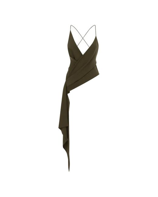 Alex Perry Green Asymmetric Draped Top
