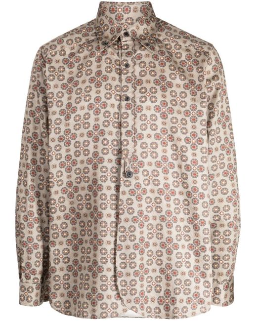 Needles Brown Floral-print Cotton Shirt for men