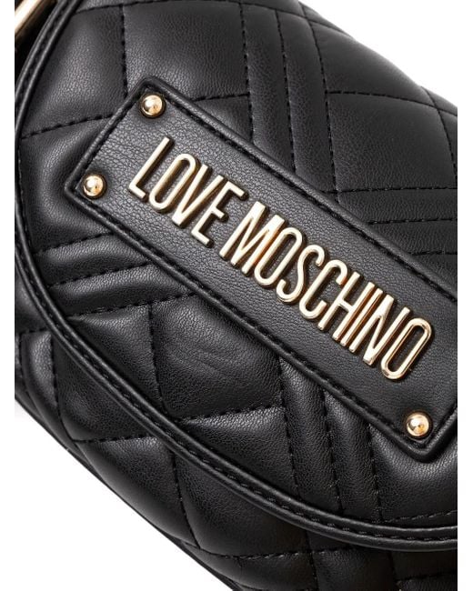 Sac À Bandoulière Matelassé À Plaque Logo Love Moschino en coloris Black